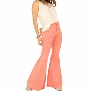 FREE PEOPLE WOMEN'S PINK FLOAT ON FLARE JEANS
